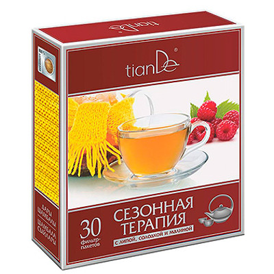 TianDe čaj s lipou sladkým drievkom a malinou 30 sáčkov